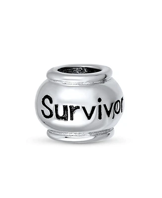 Bling Jewelry Word Survivor Message Inspirational Barrel Charm Bead .925 Sterling Silver Fits European Bracelet
