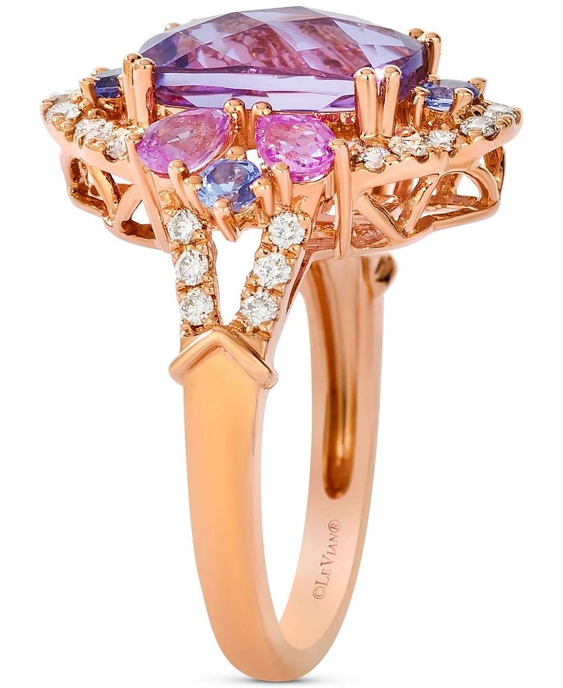Le Vian Multi-Gemstone (4-3/8 ct. t.w.) & Nude Diamond (3/8 ct. t.w.) Statement Ring in 14k Rose Gold