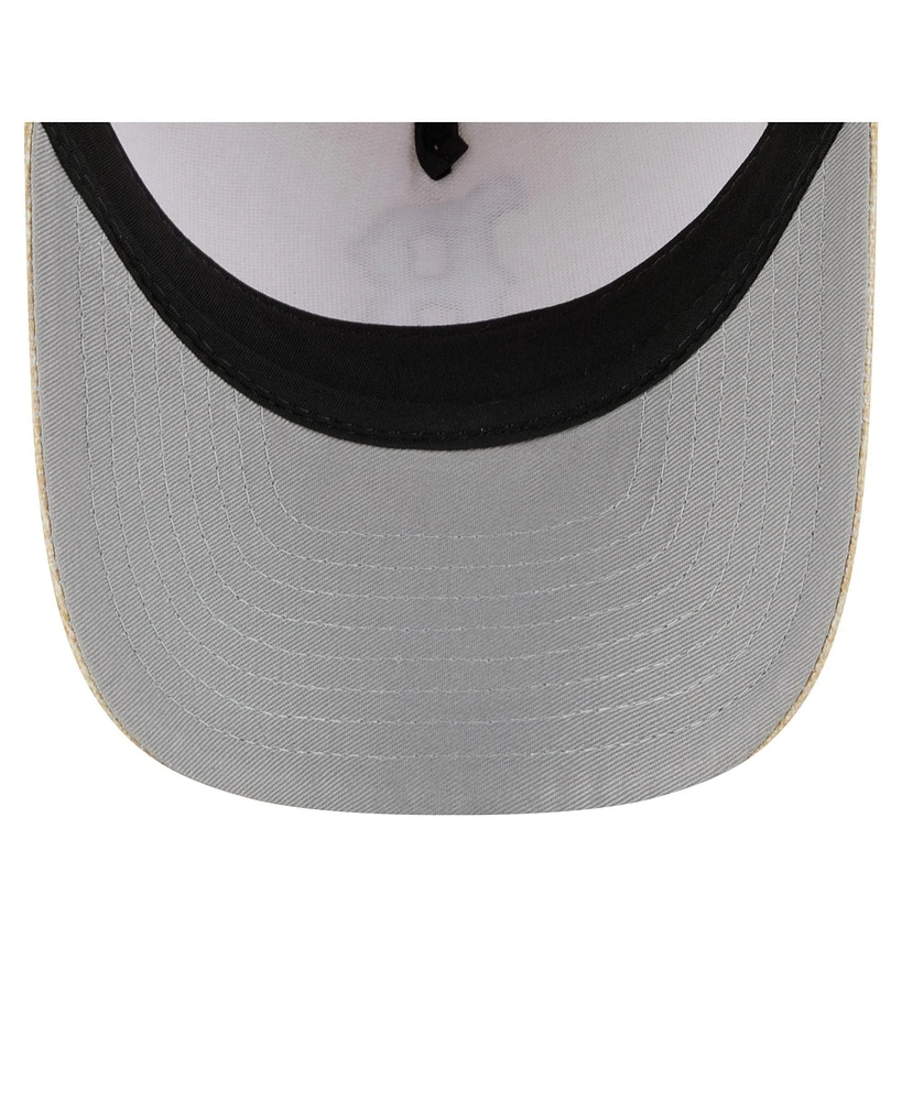 New Era Men's Beige Boston Red Sox Cotton Weave M-Crown A-Frame 9FORTY Adjustable Hat
