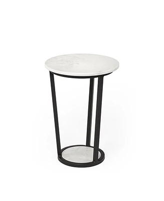 Chic Round Marble Side Table – Ideal for Sofa or Bedside Use