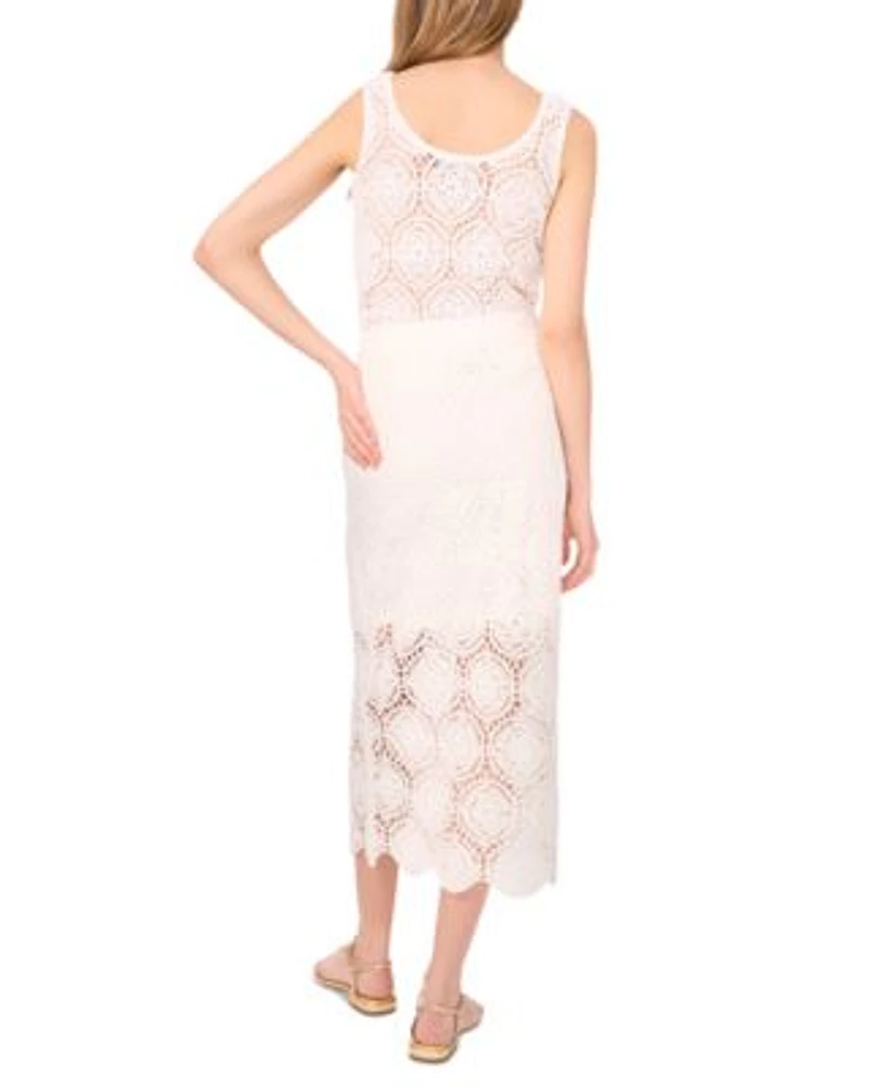 1.State Womens Crochet Open Weave Tank Top Midi Skirt