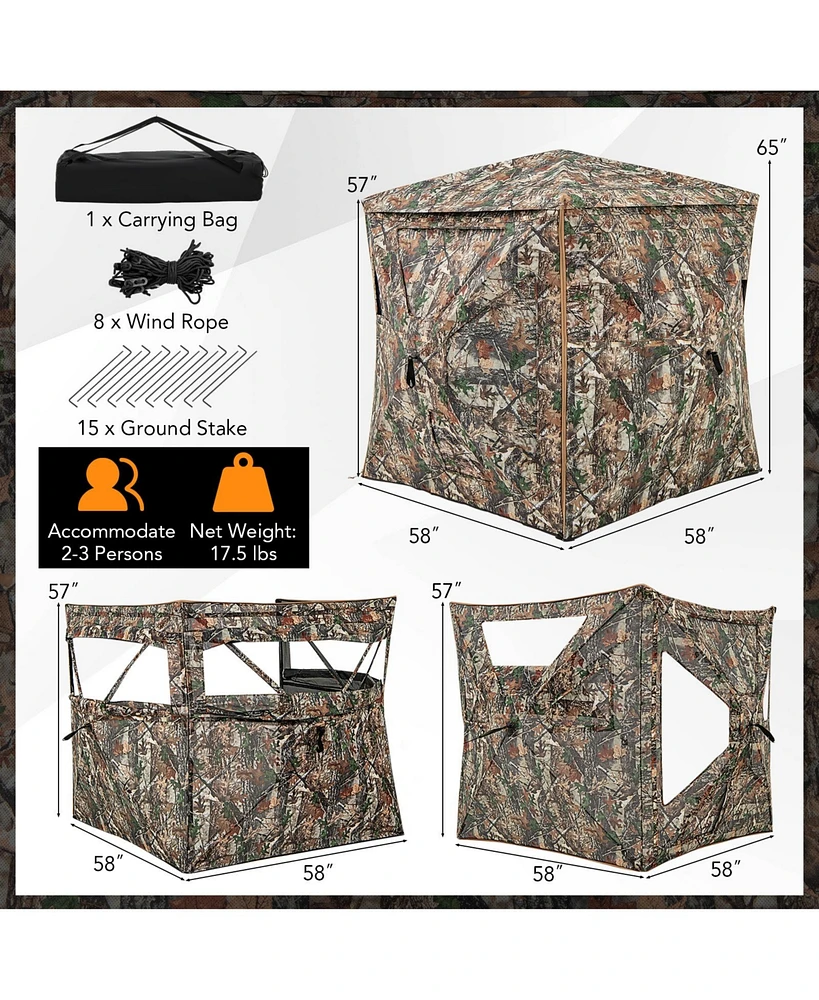 5-in-1 Detachable Hunting Blind for 2-3 People with Skylight