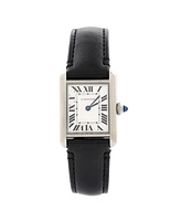 Pre-Owned Cartier Must de Cartier SolarBeat Tank Quartz Watch in Stainless Steel and Leather 22mm