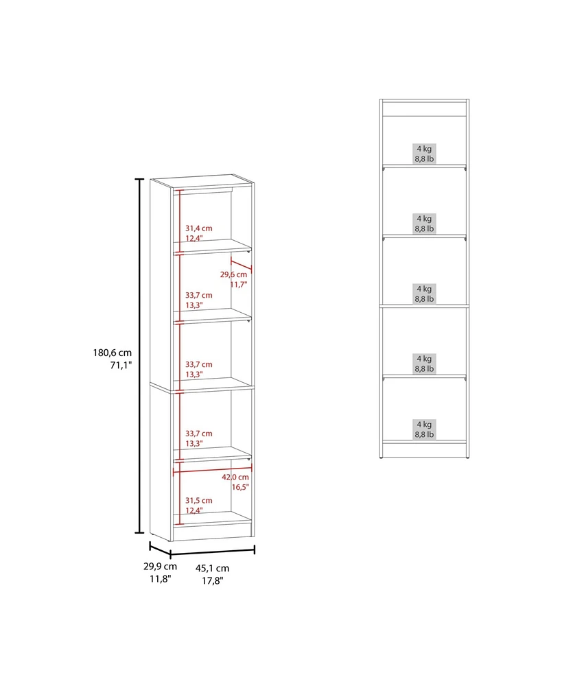 Beaver Balley Bookcase with Open Storage and 5 Shelves, Natural Oak and White