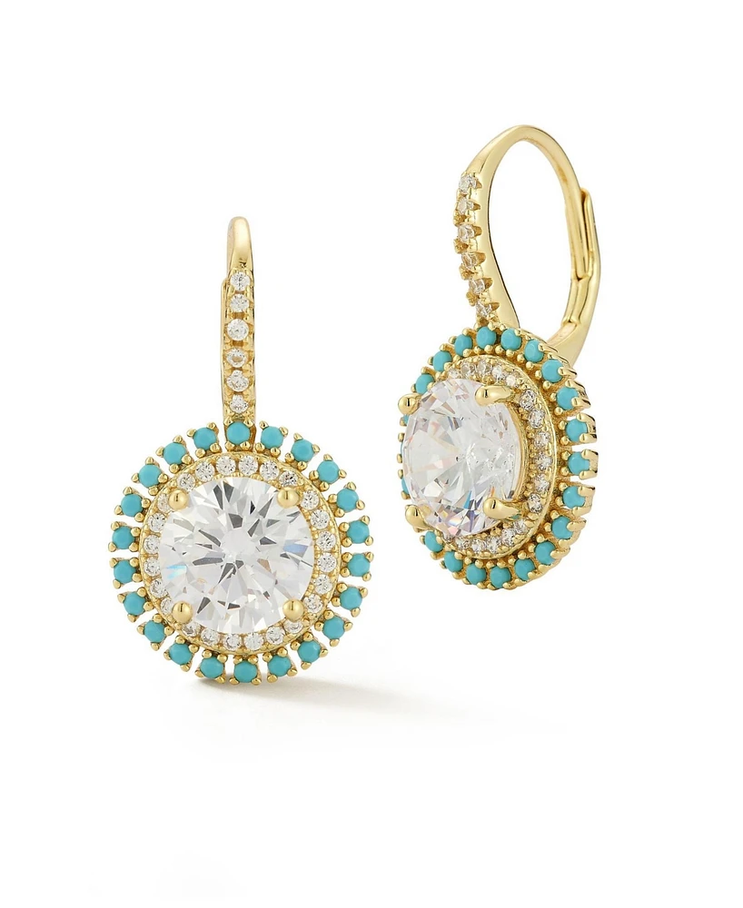 Rachel Zoe 14K Gold Plated Sterling Silver Turquoise Halo Earrings