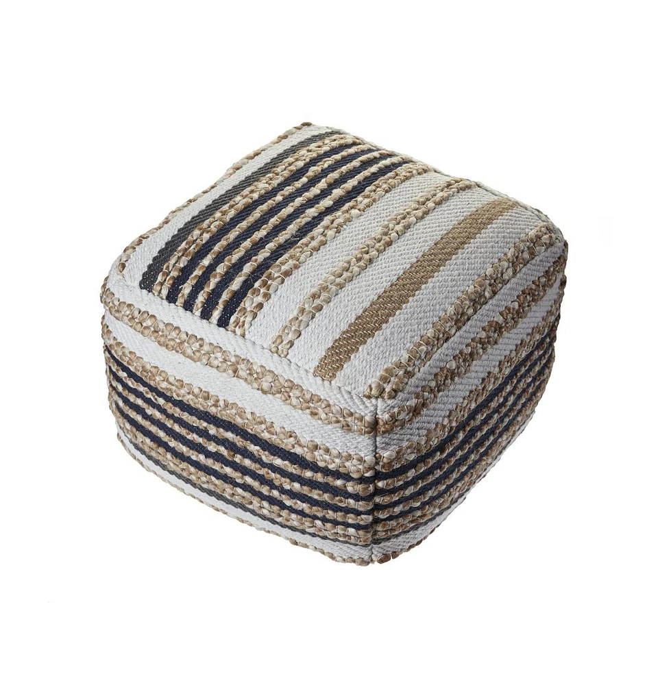 18" Tan Jute Ottoman