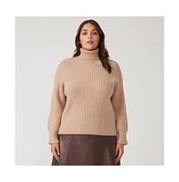 Cadence Beige Turtle Neck Sweater Knit