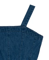 Rare Editions Big Girls Denim Ruffle With Asymmetrical Skirt Dress
