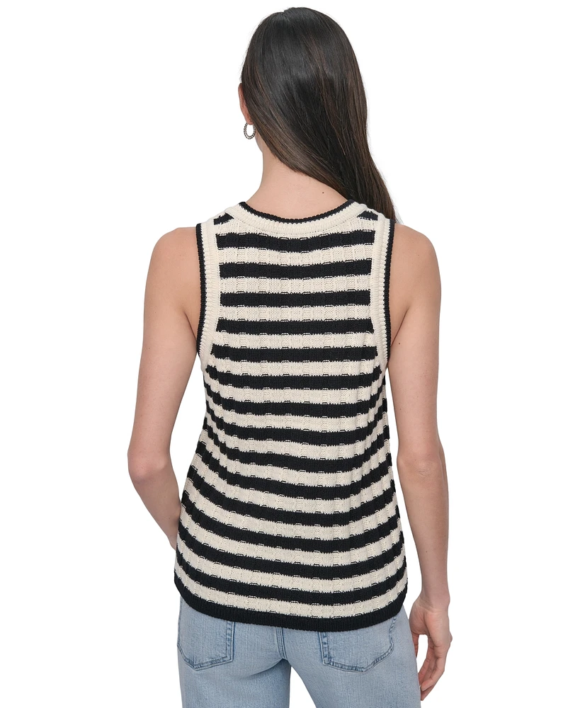 Dkny Jeans Women's Ribbed Striped Crewneck Tank Top