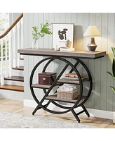 Tribesigns Console Table, 40-Inch Entryway Table with Storage Shelves, 4-Tier Industrial Hallway Sofa Table with Geometric Metal Frame, Accent Table f