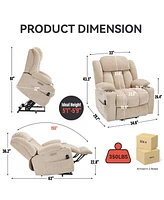 Chenille Power Lift Recliner, Massage & Heat, Usb, Cup Holders
