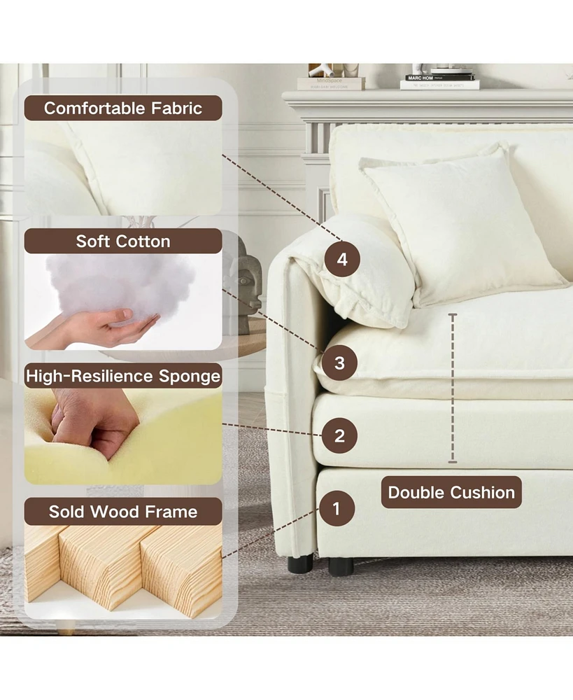 Oversized U-Shaped Sectional Sofa with Ottomans - Beige