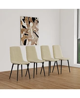47-63" White Extendable Dining Set: Table & 4 Beige Chairs