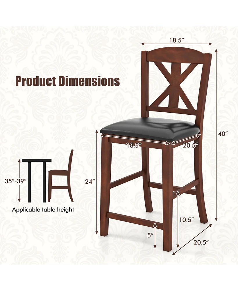 Gymax 24'' Modern Bar Stools Set of w/ Hollowed High Backrest Waterproof Pu Leather