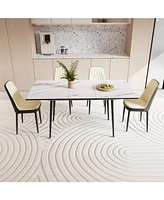 47-63" Expandable Dining Set: Table & Cushioned Chairs