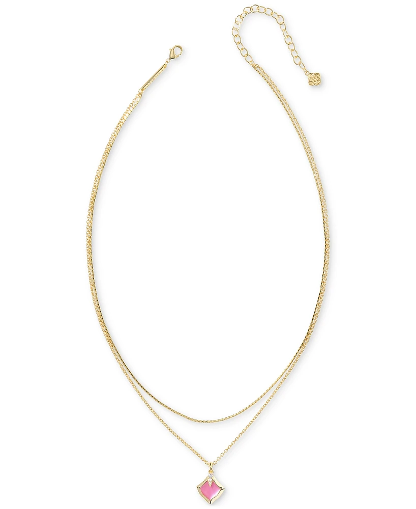Kendra Scott Pave & Color Mother-of-Pearl Layered Pendant Necklace, 15" + 3" extender