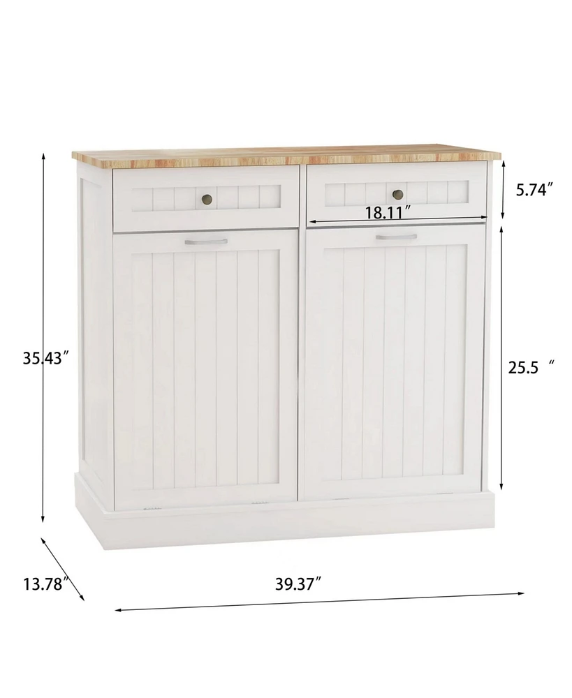 Multifunctional Trash Cabinet with Drawers and Uv Painting for Kitchen and Laundry (White)