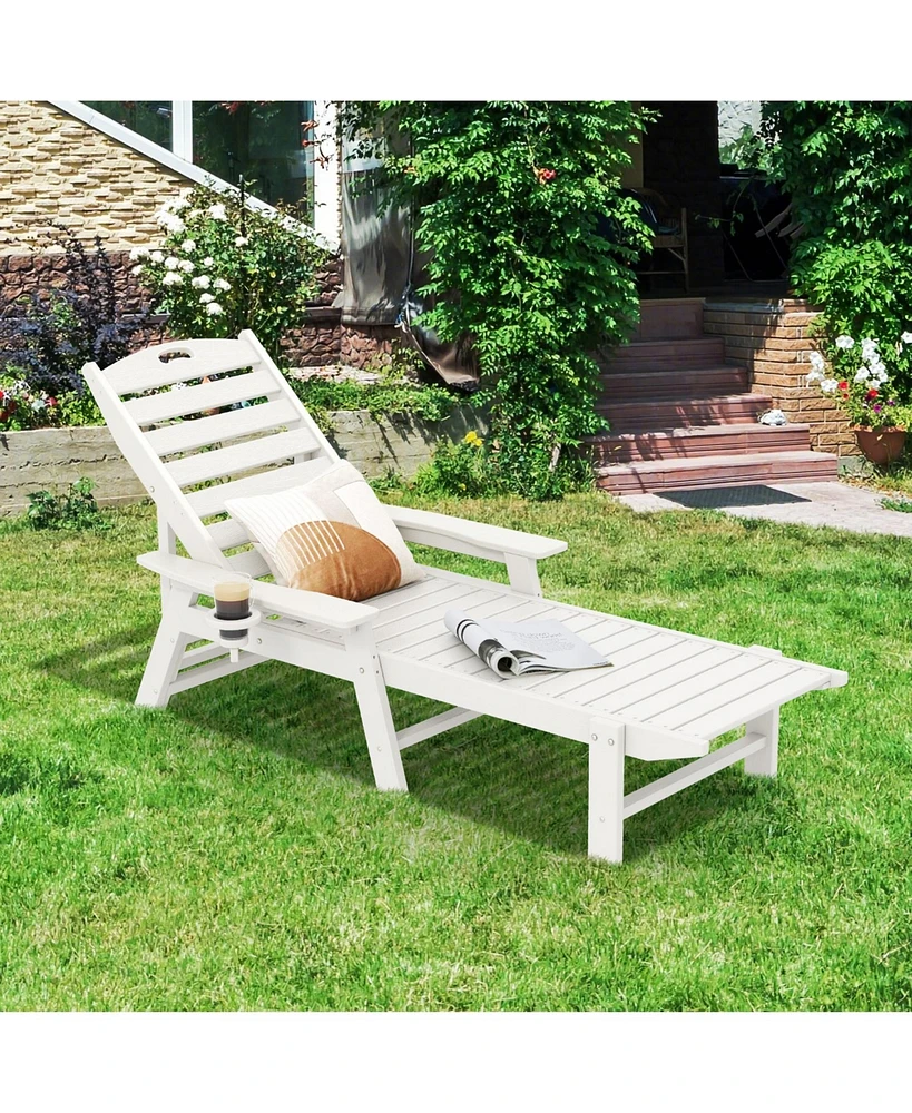 Patio Chaise Lounge Chair with 4 Position Backrest