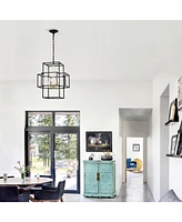 4-Light Tiered Pendant: Farm-to-Table Elegance (Matte Black & Gold)