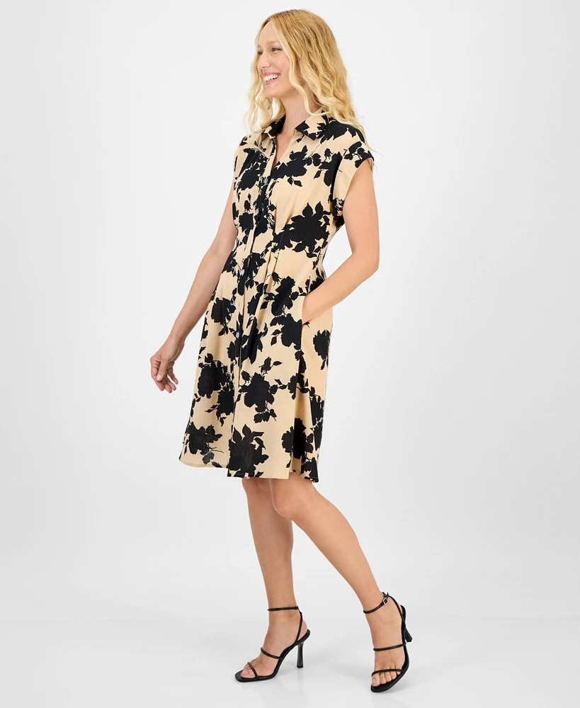 julia jordan Women's Spread-Collar Button-Front Dress