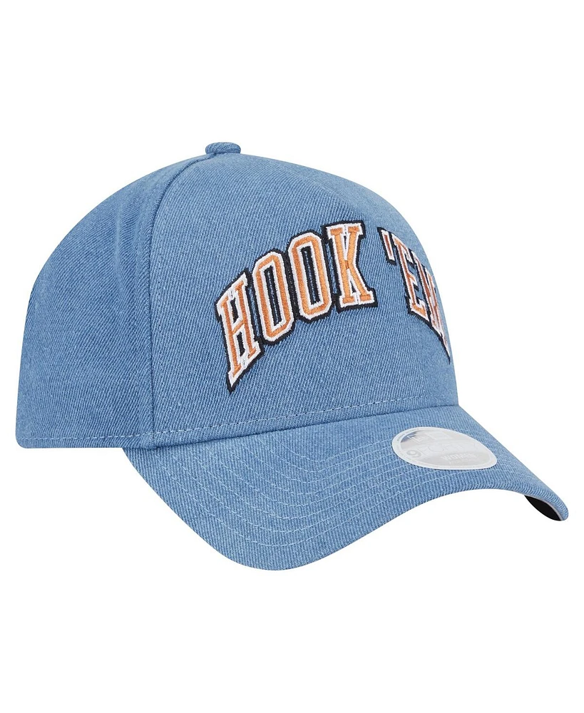 New Era Women's Denim Texas Longhorns A-Frame 9FORTY Adjustable Hat