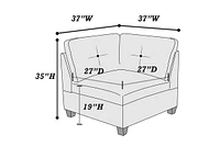 Piece Ash Grey Chenille Fabric Modular Sectional with Ottomans