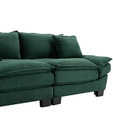 Corduroy Loveseat Sleeper Sofa with Pillows - Green