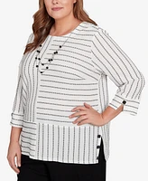 Alfred Dunner Plus Textured Stripe Top