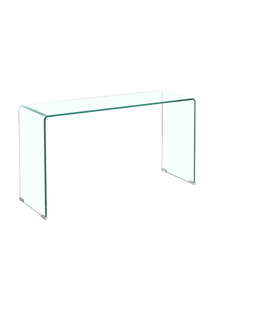 Glass Console Table, Transparent Tempered Glass Console Table with Rounded Edges Desks, Sofa Table