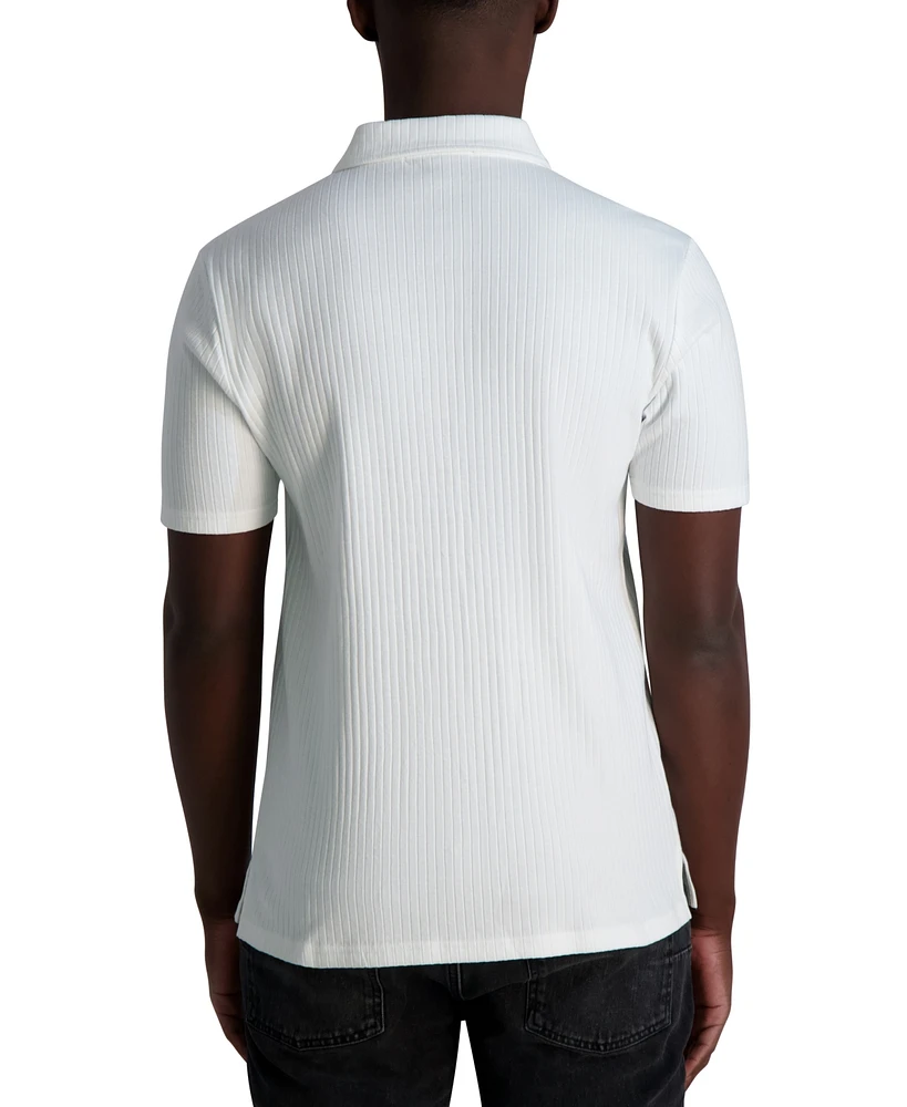 Karl Lagerfeld Paris Men's Short Sleeve Ribbed Polo Shirt