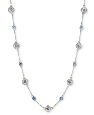 Givenchy Silver-Tone Pave & Round Crystal Halo Station Necklace, 16" + 3" extender
