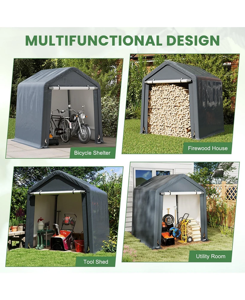 6 x 6.5/8 x 6.5 Feet Portable Motorcycle Outdoor Storage Shelter