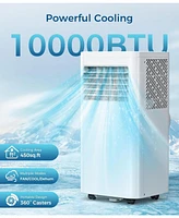Cowsar Portable Air Conditioner 10000 Btu (Ashrae), 3-in-1 Modes Ac Cools Up to 450 Sq. Ft., Sleep Mode, Rc, Led Display, 24H Timer, Ac Unit with Wind