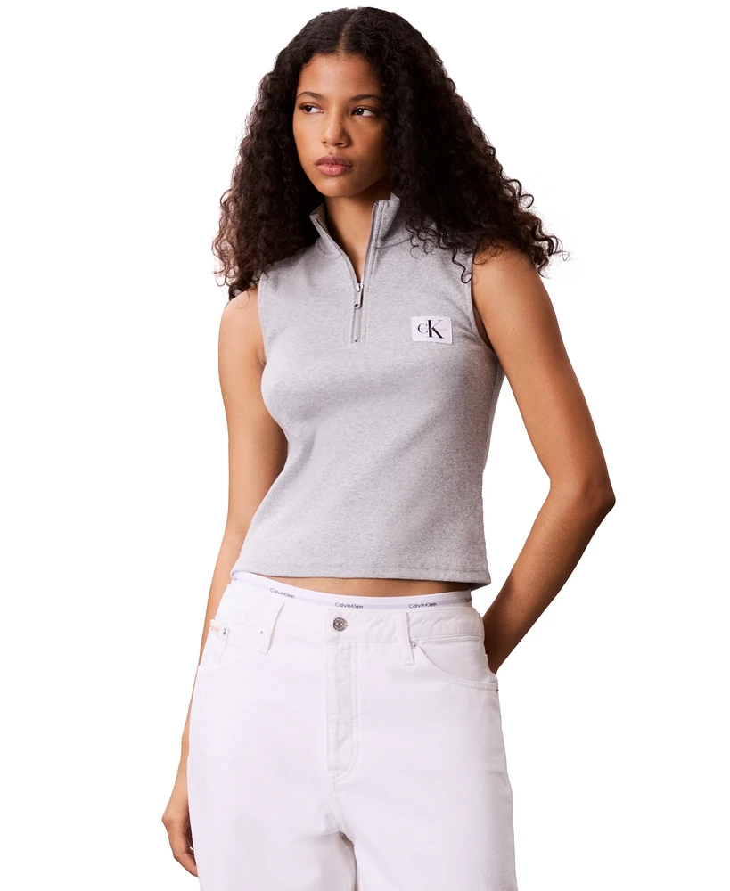 Calvin Klein Jeans Women's Sleeveless Quarter Zip Top
