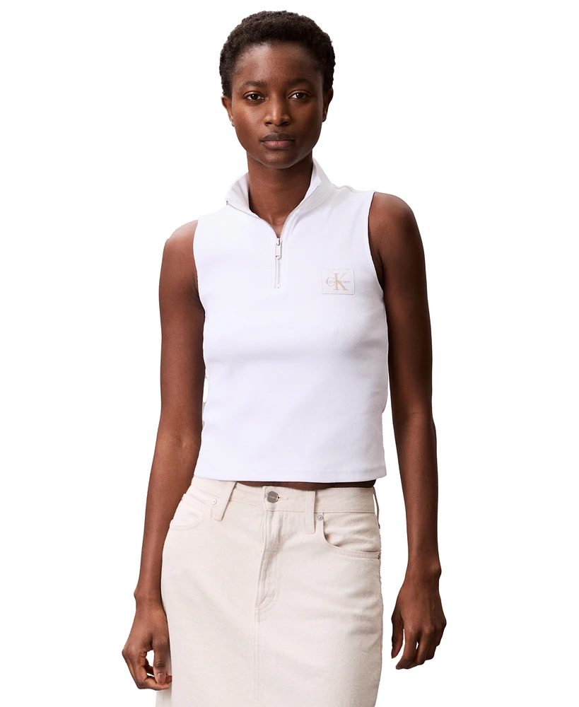 Calvin Klein Jeans Women's Sleeveless Quarter Zip Top
