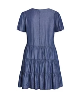 City Chic Women's Denim Tier Dress