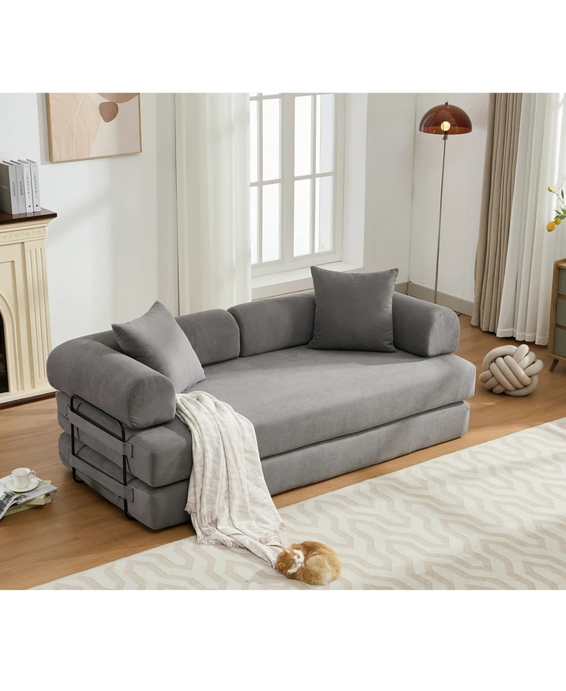 78.5" Folding Convertible Out Sleeper Sofa Bed,4-in-1 Diy Combination Convertible Sofa,3 seat, Folding Sofa, King Size, Bedroom,Apartment,Corduro