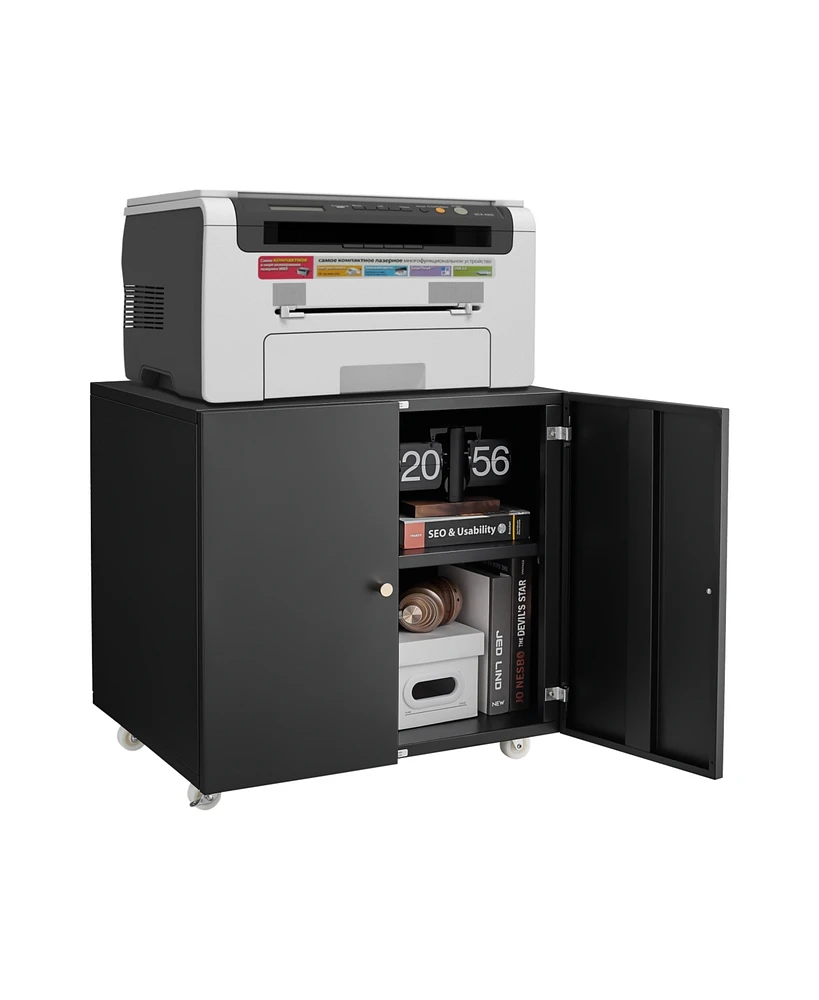 Mobile Printer Stand with File Cabinet
