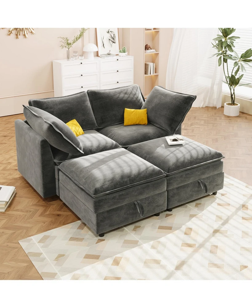 Mira Modular 4-Piece Sofa: Customizable, Comfortable, Storage-Equipped