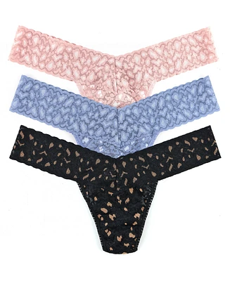 Hanky Panky Women's Cross-dyed Leopard Low Rise Thong Panty 3 pack