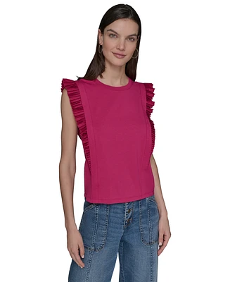 Karl Lagerfeld Paris Women's Ruffle-Sleeve Knit Top
