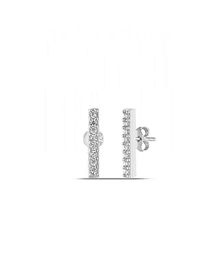 Spero London Sterling Silver Zirconia Bar Stud Earring