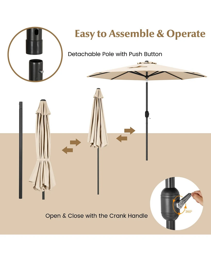 9 Ft Outdoor Market Patio Table Umbrella Push Button Tilt Crank Lift