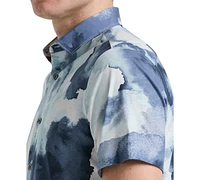 Perry Ellis Men's Short Sleeve Watercolor Print Button-Front Shirt