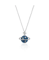 Spero London Blue Saturn Jewelled Sterling Silver Necklace
