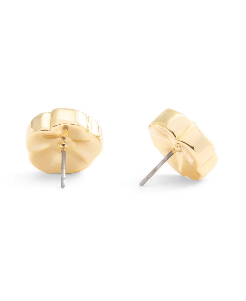 Coach Faux Cultivated Pearl Signature Heritage Tea Rose Stud Earrings
