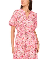 Vince Camuto Women's Printed Puff-Sleeve Maxi Dress