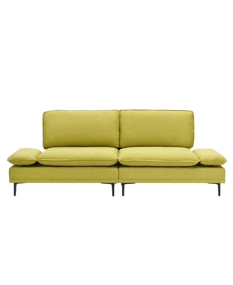 Custom 89" Cotton-Linen Throw: Green Elegance for Every Space