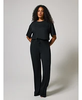 Lovall Women's Soft Touch Wide Leg Lounge Set