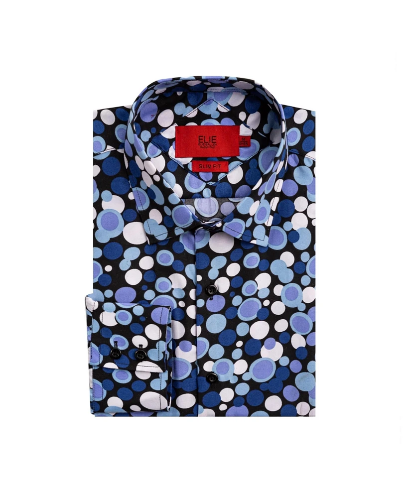 Elie Balleh Big Boys Black Slim Fit Dotted Dress Shirt